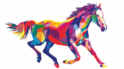 Colorful horse Flat vector isolated on white background
