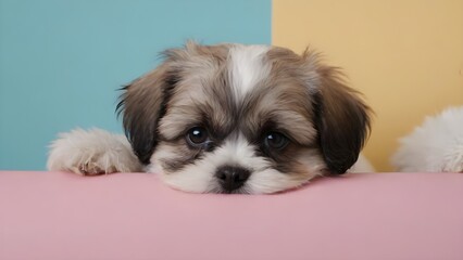 Adorable Shih Tzu puppy with curious expressions	