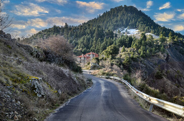 country road to a mountain village in Greece.