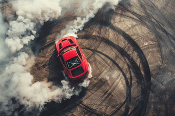 top view of driver drifting car, Automobile