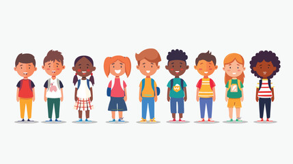 Ethnic school children happy Flat vector 