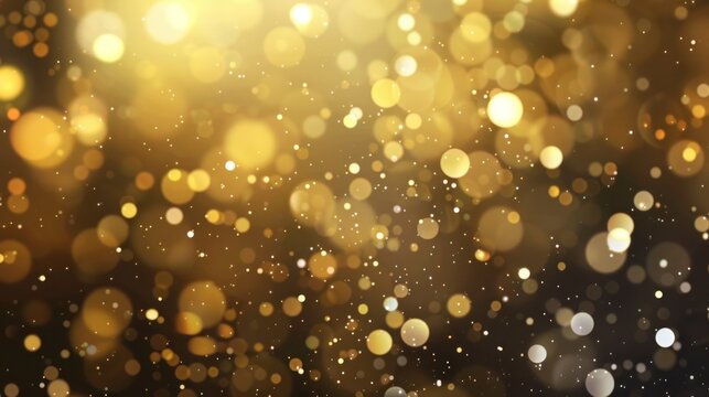 Golden sparkling lights dark background