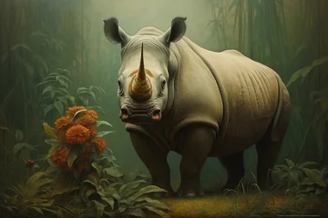 Foto auf Acrylglas rhino in the grass © Joun