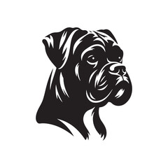 Boxer Dog Silhouette Captured in Modern Design for Pet Enthusiasts- boxer dog black vector- boxer vector stock.