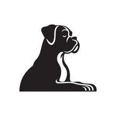 Boxer Dog Silhouette Captured in Modern Design for Pet Enthusiasts- boxer dog black vector- boxer vector stock.