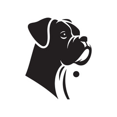 Boxer Dog Silhouette Captured in Modern Design for Pet Enthusiasts- boxer dog black vector- boxer vector stock.