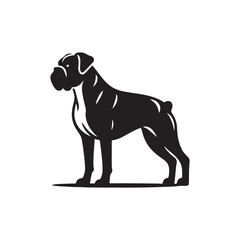 Boxer Dog Silhouette Captured in Modern Design for Pet Enthusiasts- boxer dog black vector- boxer vector stock.