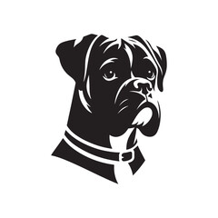 Boxer Dog Silhouette Captured in Modern Design for Pet Enthusiasts- boxer dog black vector- boxer vector stock.