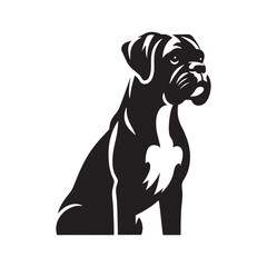 Boxer Dog Silhouette Captured in Modern Design for Pet Enthusiasts- boxer dog black vector- boxer vector stock.
