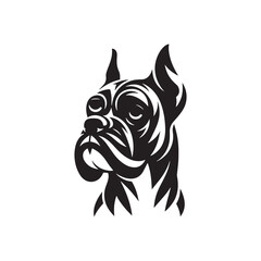 Boxer Dog Silhouette Captured in Modern Design for Pet Enthusiasts- boxer dog black vector- boxer vector stock.