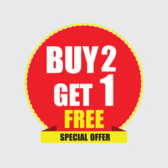 Buy 2 Get 1 Free Offer Banner, vector illustration format.
