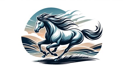 Dynamic Horse Galloping Illustration
