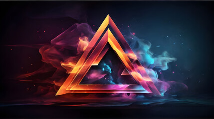 Neon colored foggy and smoky triangle design.  - Powered by Adobe