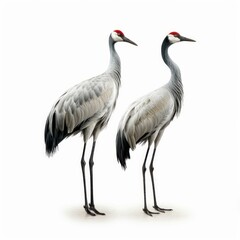 Cranes isolated on white background