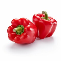 Red bell peppers isolated on white background