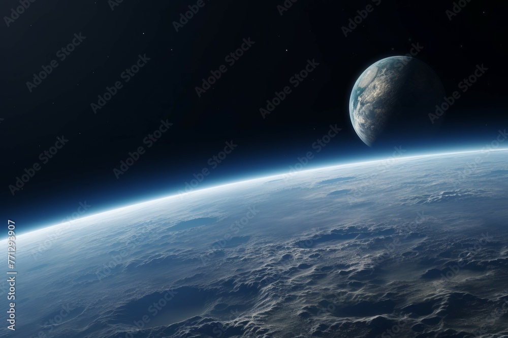 Canvas Prints a view of the moon from space, with the earth in the background