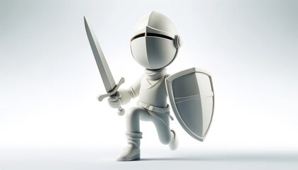 Naklejka na ściany i meble Knight with Shield and Sword 3D Render