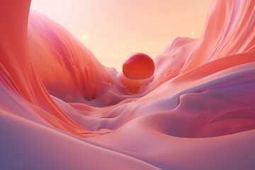 A dreamy and abstract landscape with mysterious shapes and forms, featuring a vibrant color palette - obrazy, fototapety, plakaty
