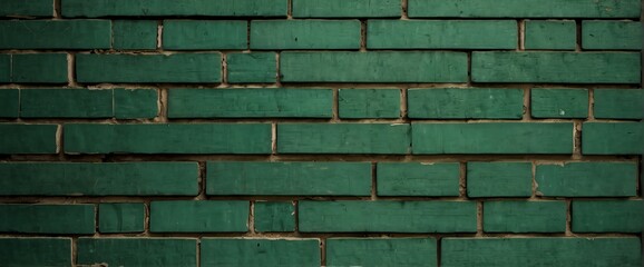 Green brick wall texture grunge rough abstract with scratches and small cracks from Generative AI