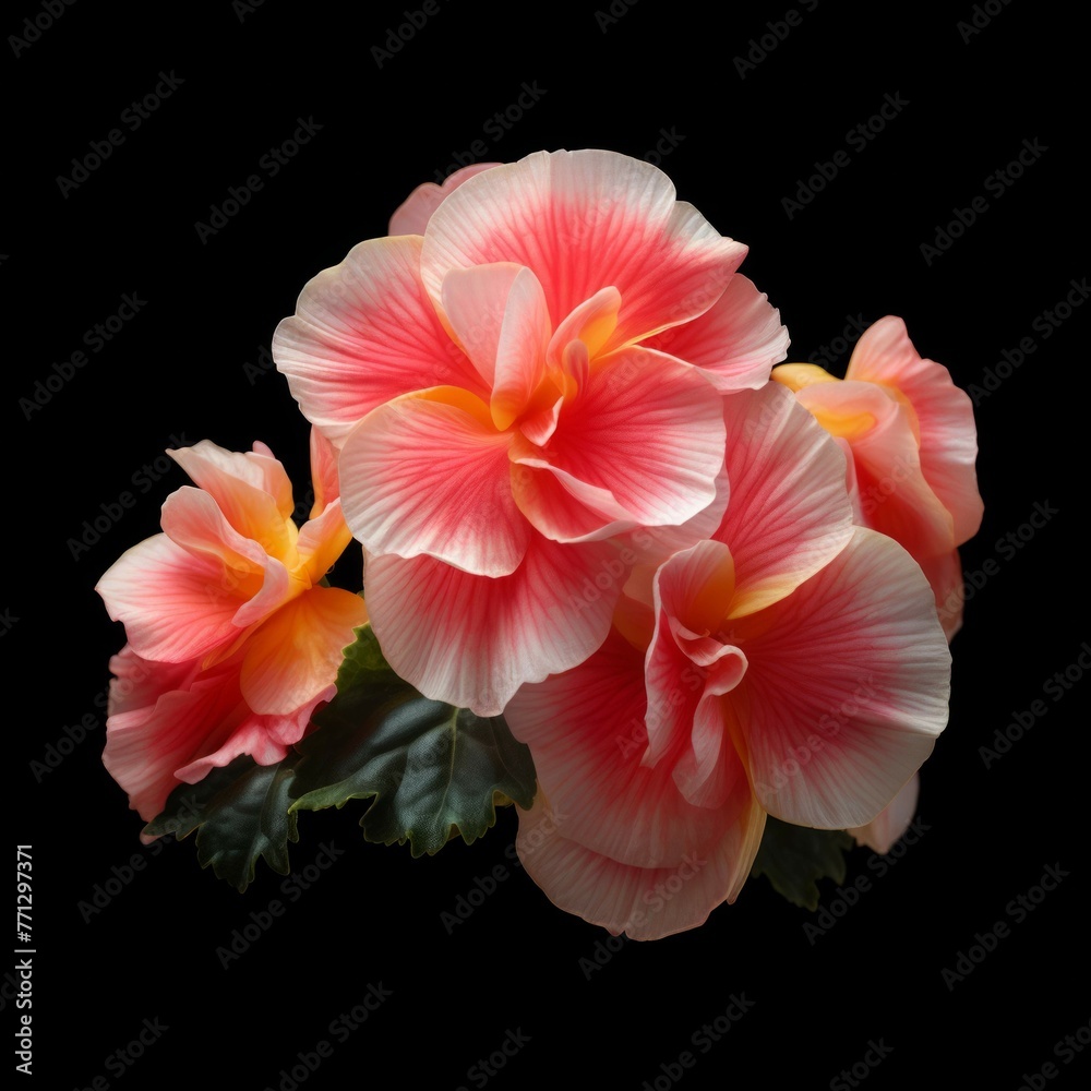 Wall mural Begonia Flower, isolated on black background