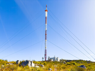 Telecommunications Tower on mountaintop in Cape Town