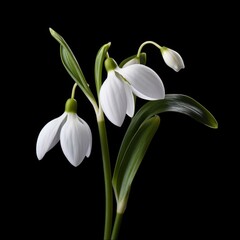 Obraz premium Snowdrop Flower, isolated on black background