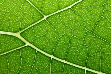 Obraz premium A closeup of a leaf with its intricate veins and vibrant green hues, isolated on white background