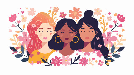 Happy Womens Day on March 8. Vector illustration flat
