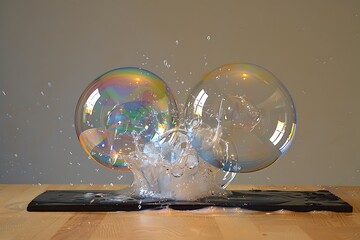 : A high-speed collision between two soap bubbles