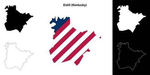 Estill county (Kentucky) outline map set