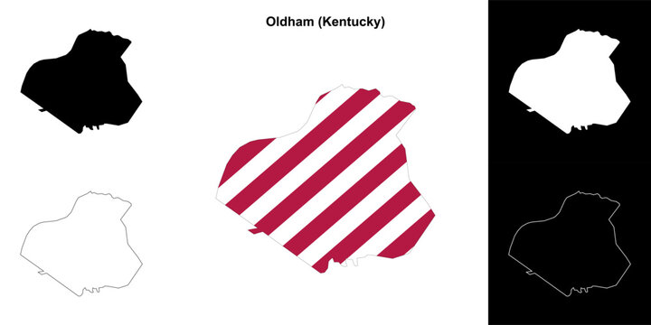 Oldham county (Kentucky) outline map set