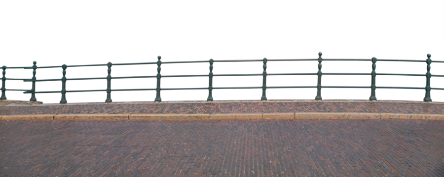 bridge with red pavement and green fence isolated transparent png