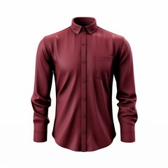 Bordeaux Button-Down Shirt isolated on white background