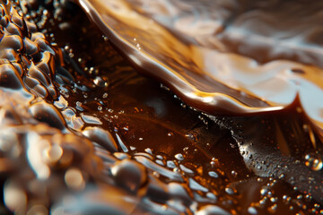 A close up of a chocolatey brown liquid with bubbles