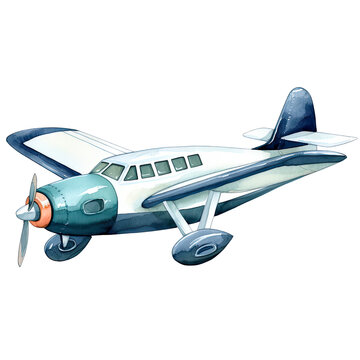 recommend clip art: AI-generated watercolor Airplane clip art illustration. Isolated elements on a white background.	