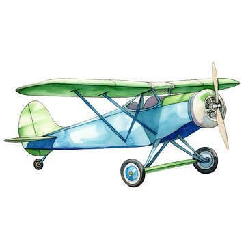 recommend clip art: AI-generated watercolor Airplane clip art illustration. Isolated elements on a white background.	