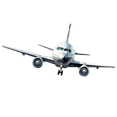 AI-generated watercolor Airplane clip art illustration. Isolated elements on a white background.	