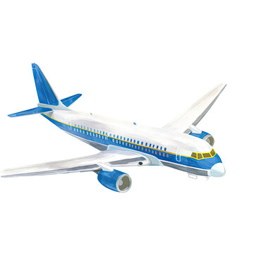recommend clip art: AI-generated watercolor Airplane clip art illustration. Isolated elements on a white background.	