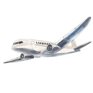 recommend clip art: AI-generated watercolor Airplane clip art illustration. Isolated elements on a white background.	