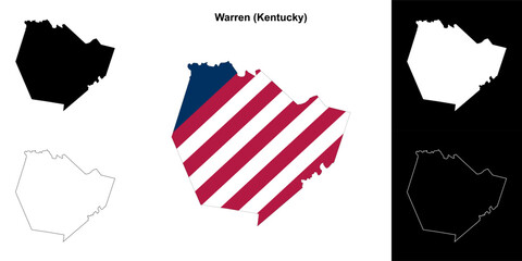 Warren county (Kentucky) outline map set - obrazy, fototapety, plakaty