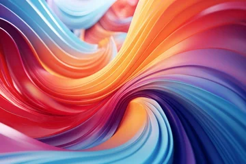 Abwaschbare Fototapete Fraktale Wellen A colorful, geometric background with a fluid shape composition, like a wave or a spiral, with a variety of shapes and colors that blend together seamlessly
