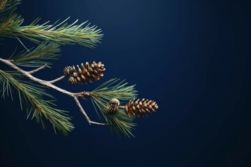 Christmas Tree Branches on a Plain Blue Background