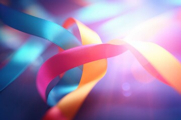 A close-up of a colorful ribbon representing mental health awareness - obrazy, fototapety, plakaty