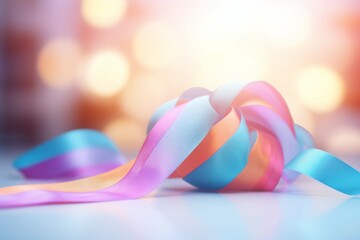 A close-up of a colorful ribbon with a mental health awareness symbol - obrazy, fototapety, plakaty