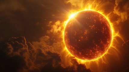 colorful solar eclipse beautiful landscape