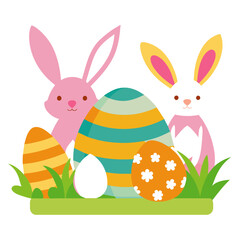 Happy Easter Day Rabbit and Egg Element for Illustration
