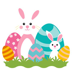 Happy Easter Day Rabbit and Egg Element for Illustration