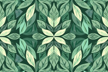 Green and White Leaf Pattern