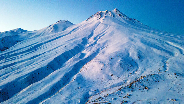 The scenic views of Hasan Mountain, which is a volcanic mountain with its 3268 meters peak, attracts the summit lovers with its majestic stance, Aksaray, Turkey