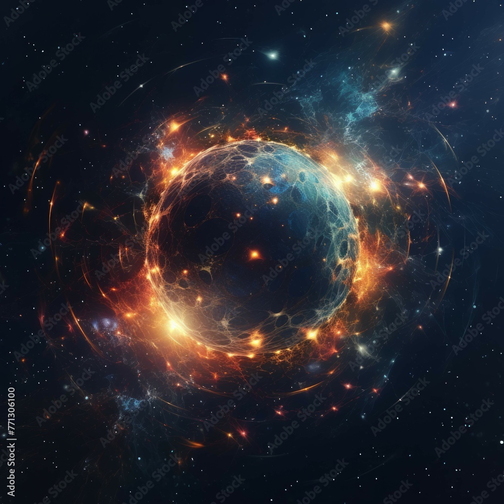 Wall mural ai generated galaxy with stars and planets in a cosmic universe